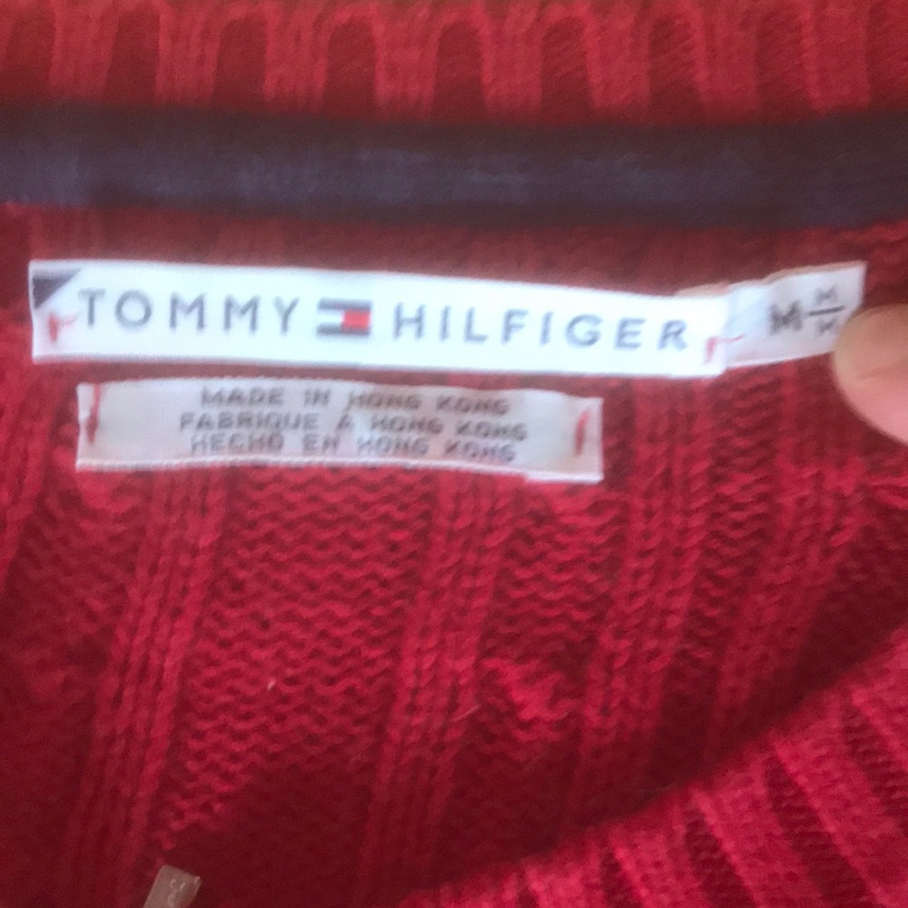 Tommy Hilfiger red zip sweater sz M - Picture 2 of 2